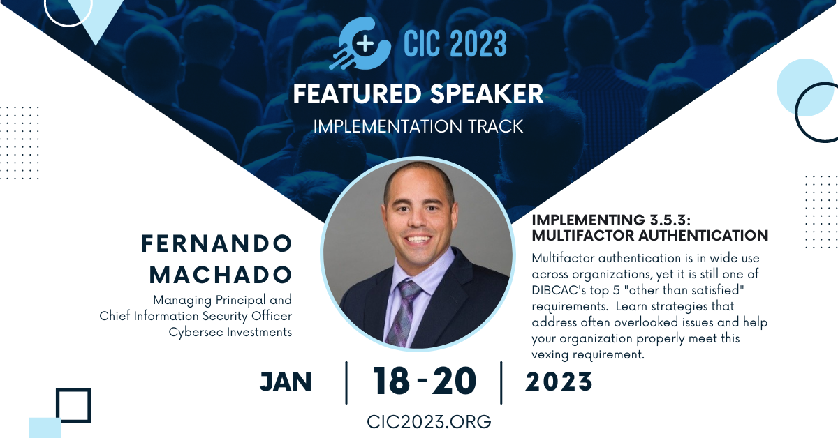 A poster with a picture of a man and the words " cic 2 0 2 3 featured speaker implementation track ".