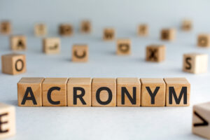 A table with the word acronym written in blocks.