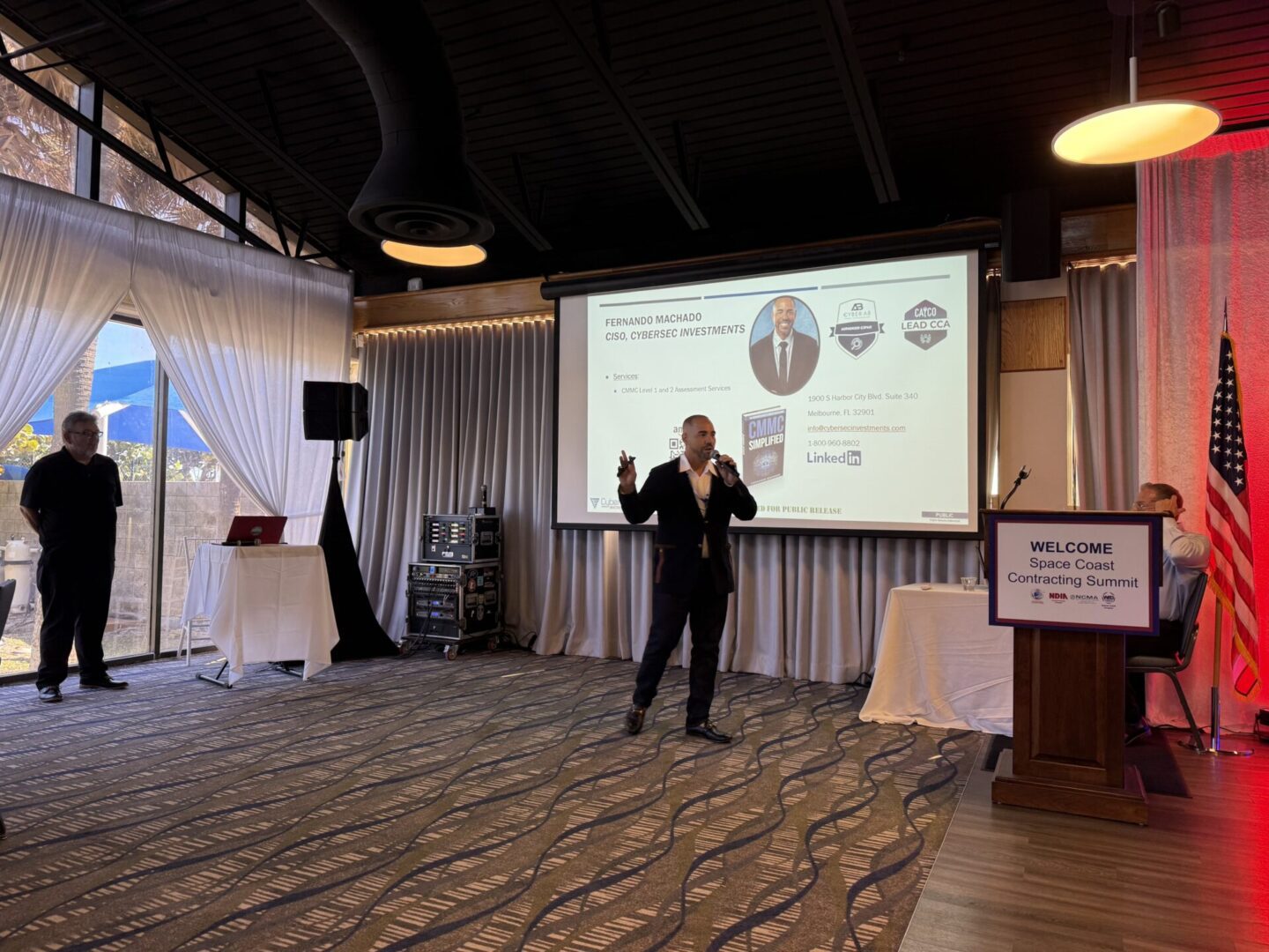 Speaker presenting at Space Coast contracting summit