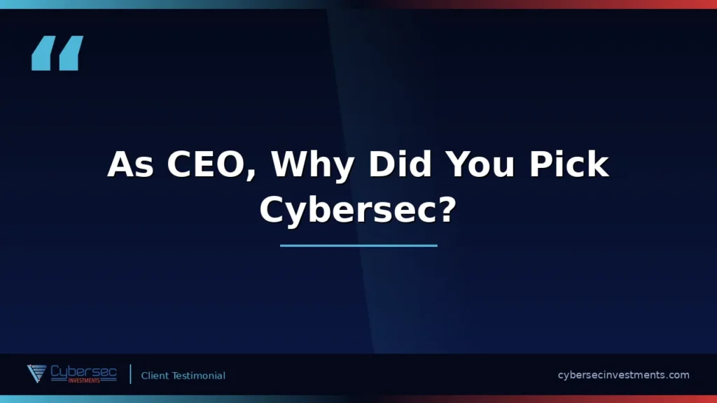 Brandon Long, CEO of Longeviti, shares his personal perspective on why he chose Cybersec Investments as their C3PAO — and what it meant for the company's long-term compliance strategy.